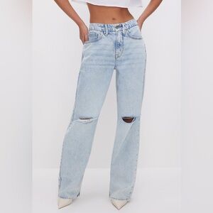 Good American Good 90’s Relaxed Light Blue Destroyed Jeans 6/28